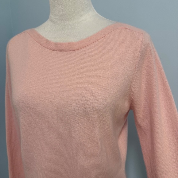 Peck & Peck Luxury 100% Cashmere Sweater Pink Boat Neck Size L - Picture 2 of 7